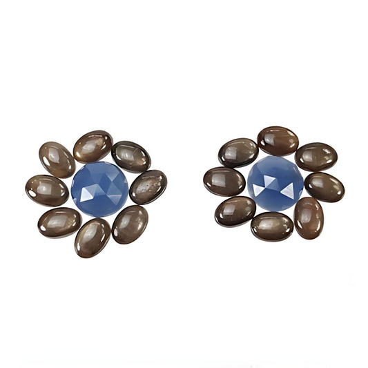 chocolate sapphire oval, round cabochon