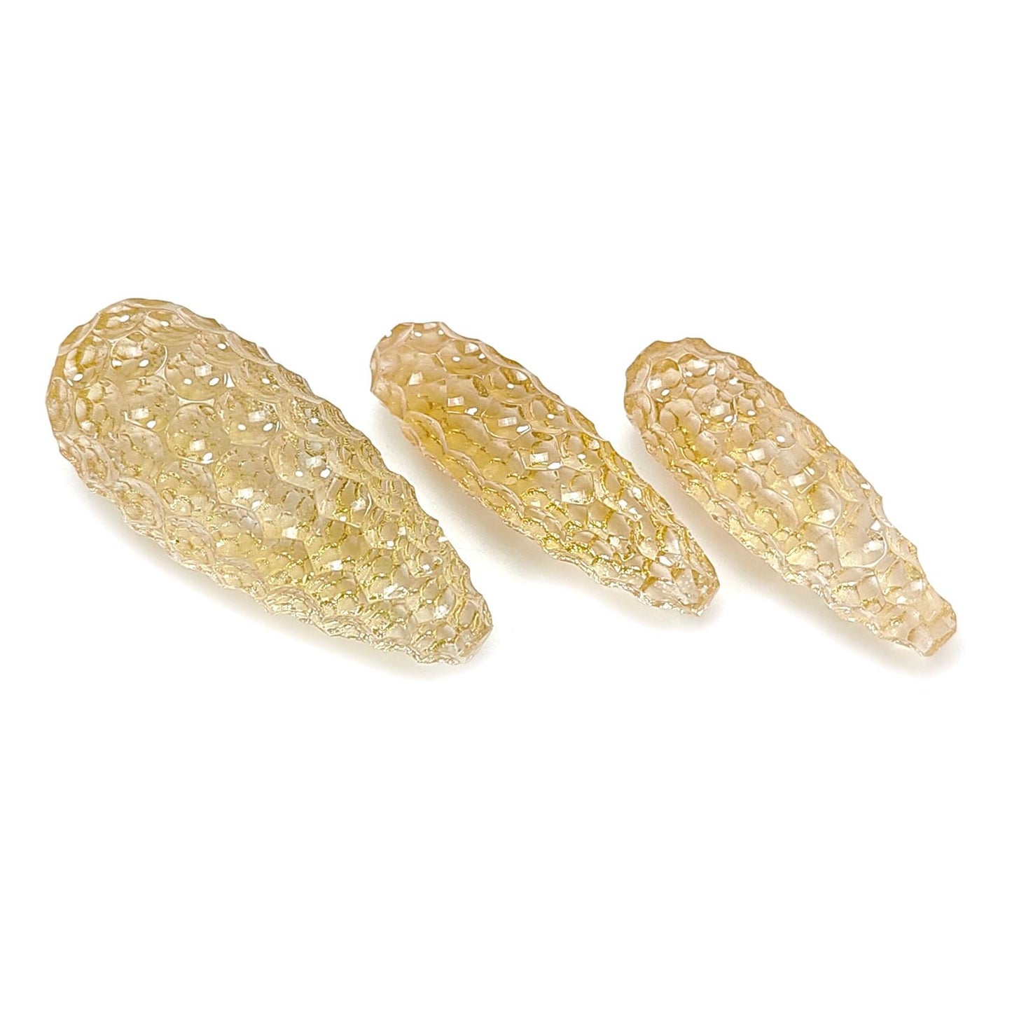 Citrine Gemstone Carving: 42.40cts Natural Untreated Yellow Citrine Hand Carved Teardrops Shape 23mm - 28mm 3pcs Set November Birthstone