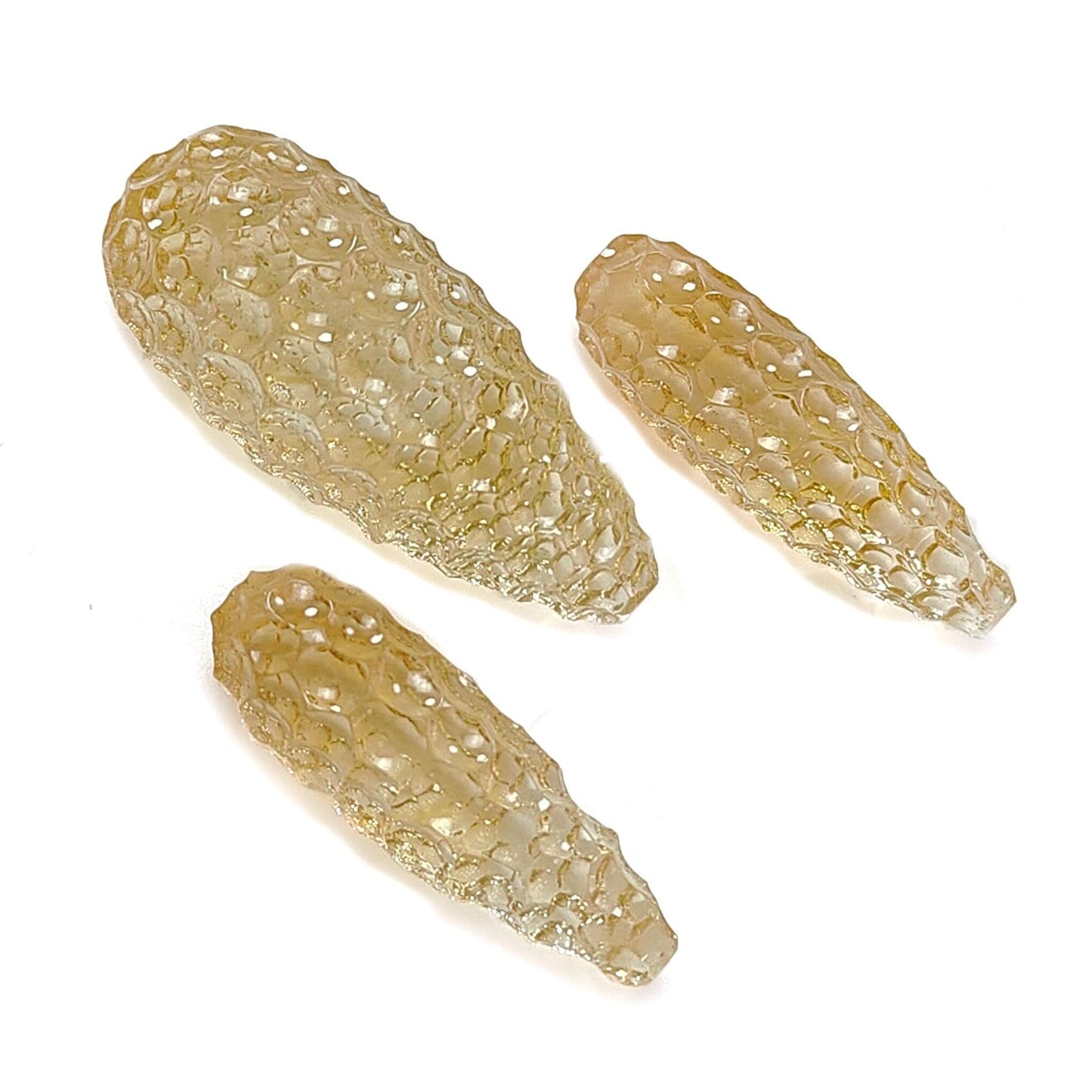 Citrine Gemstone Carving: 42.40cts Natural Untreated Yellow Citrine Hand Carved Teardrops Shape 23mm - 28mm 3pcs Set November Birthstone