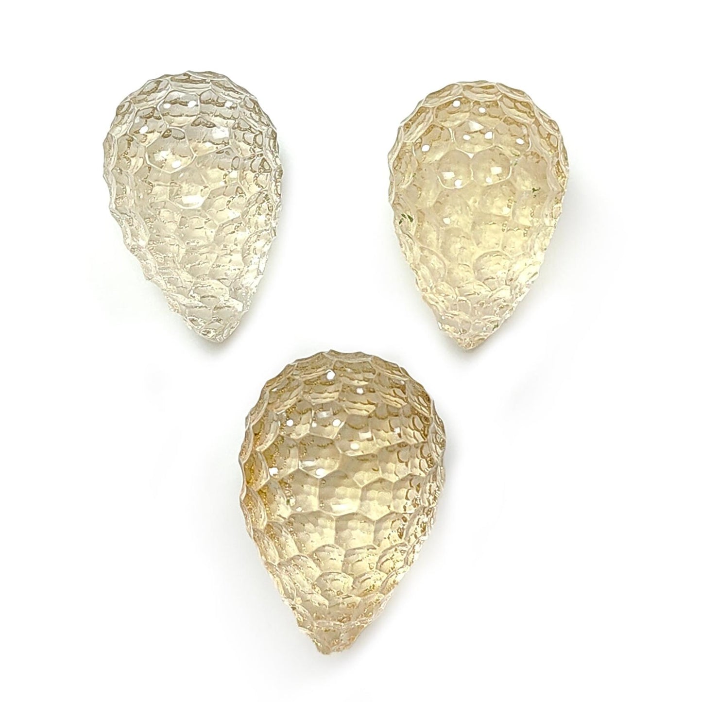 Citrine Gemstone Carving: 66.90cts Natural Untreated Yellow Citrine Hand Carved Teardrops Shape 20mm - 23mm 3pcs Set November Birthstone