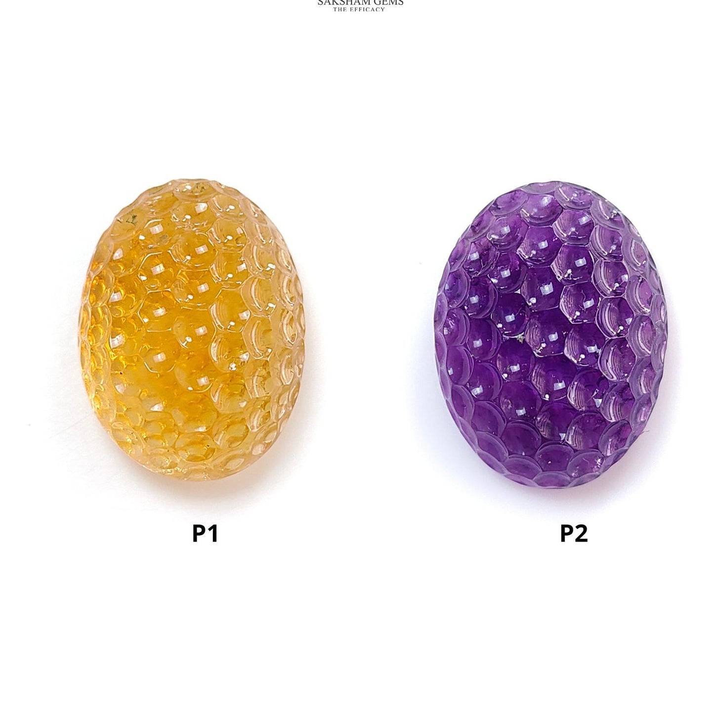 Citrine & Amethyst Quartz Gemstone Carving: Natural Untreated Unheated Yellow Citrine Purple Amethyst Hand Carved Oval Shape 1pc For Jewelry