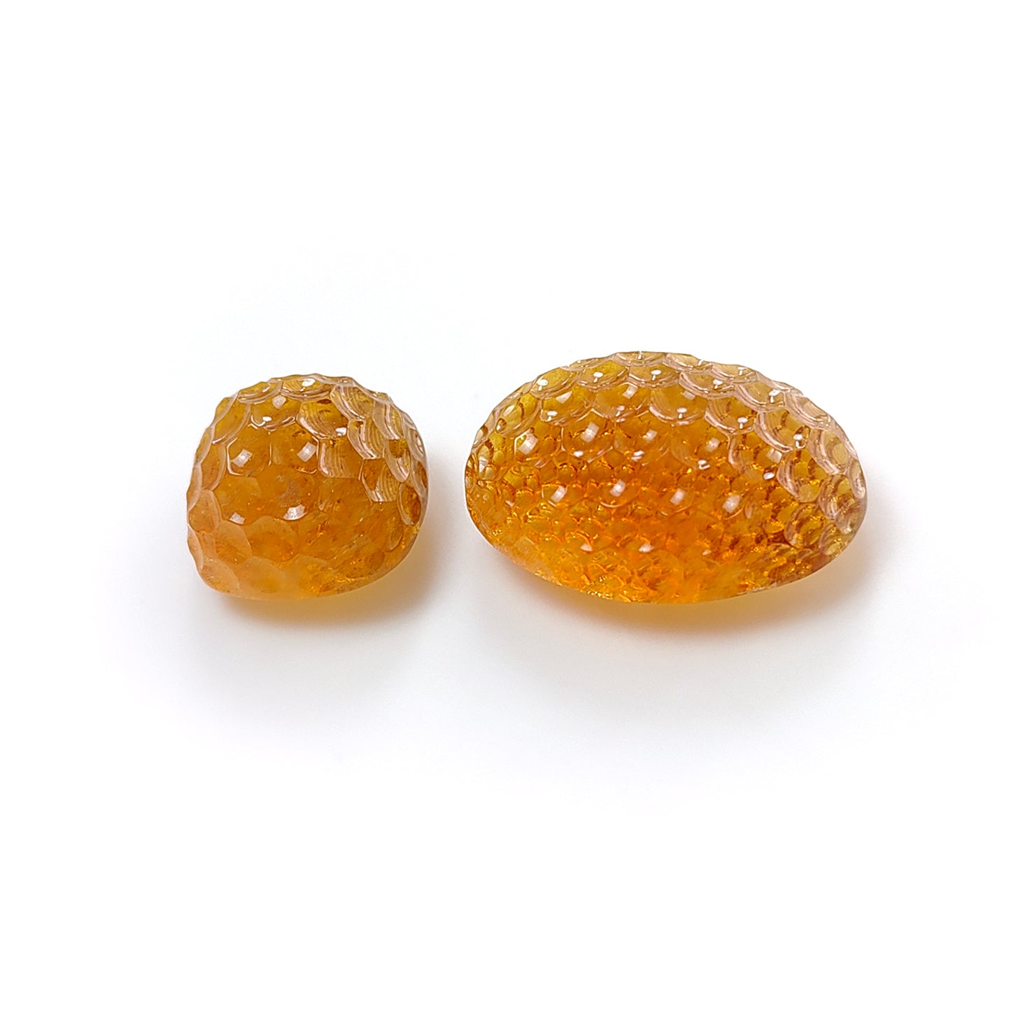 Citrine Gemstone Carving: 38.70cts Natural Untreated Unheated Yellow Citrine Hand Carved Oval, Cushion Shape 14mm - 19*17mm 2pcs For Jewelry