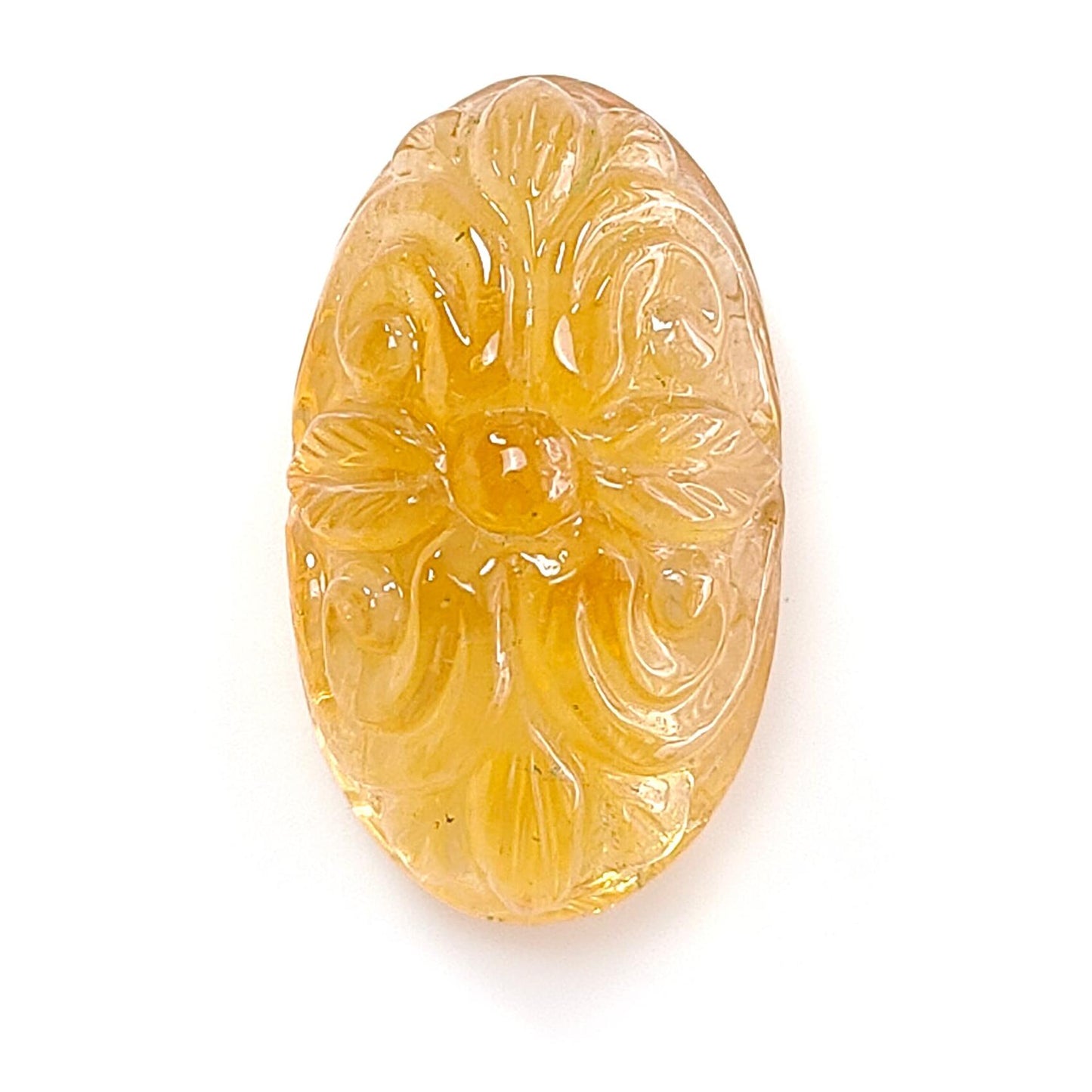 Citrine Gemstone Carving: Natural Untreated Unheated Yellow Citrine Gemstone Hand Carved Oval Shape 1pc For Jewelry