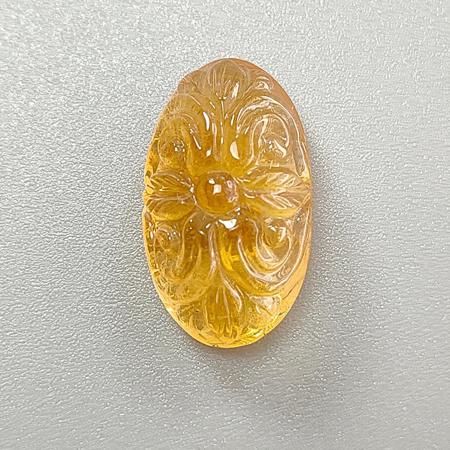Citrine Gemstone Carving: Natural Untreated Unheated Yellow Citrine Gemstone Hand Carved Oval Shape 1pc For Jewelry