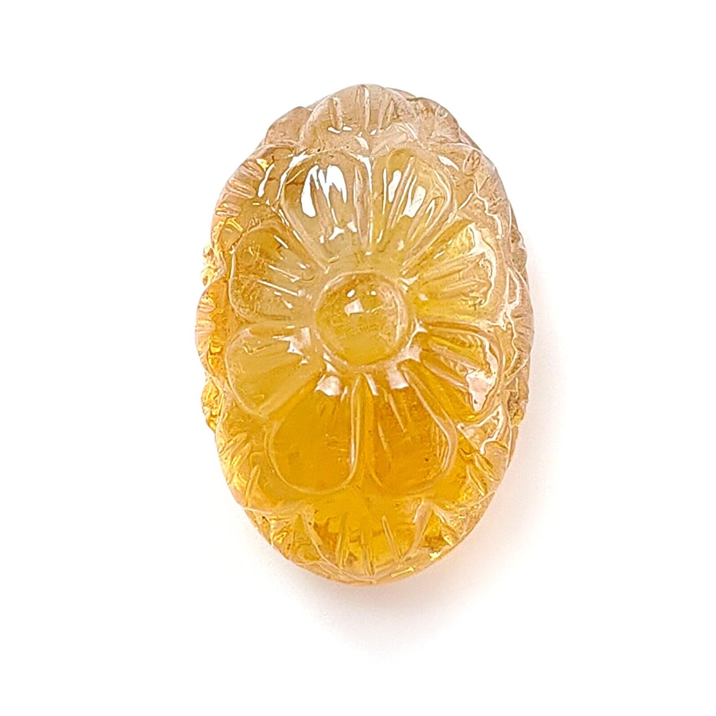 Citrine Gemstone Carving: Natural Untreated Unheated Yellow Citrine Gemstone Hand Carved Oval Shape 1pc For Jewelry