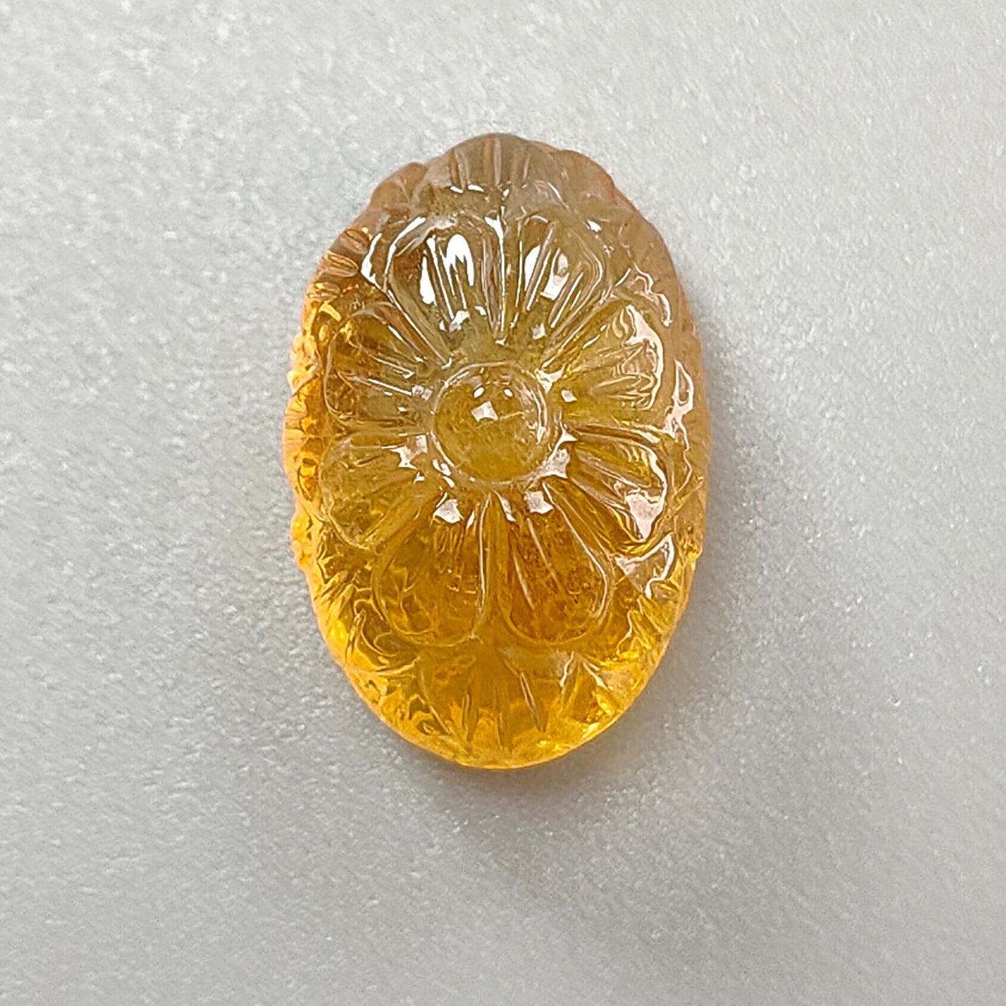 Citrine Gemstone Carving: Natural Untreated Unheated Yellow Citrine Gemstone Hand Carved Oval Shape 1pc For Jewelry