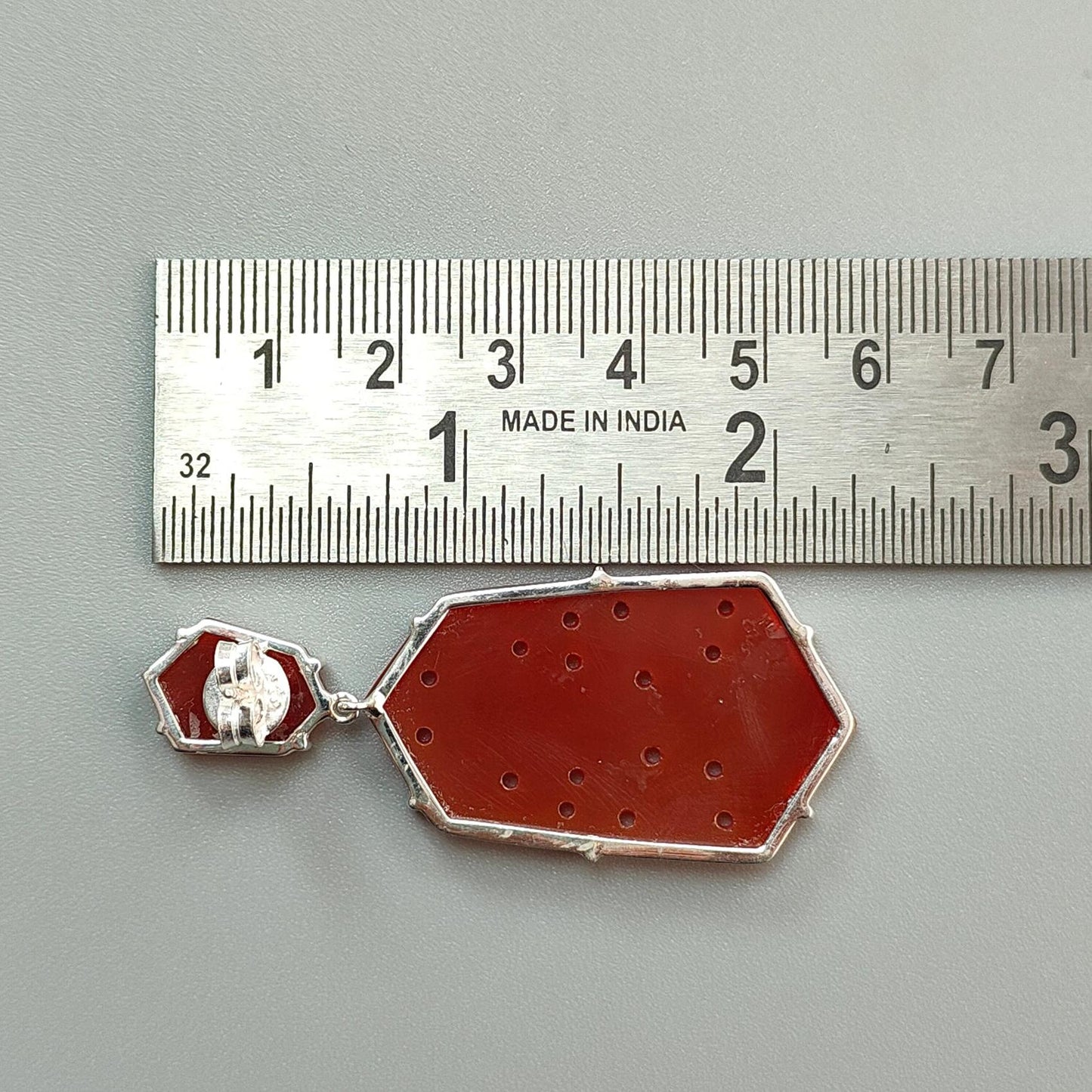 Orange Onyx Carving Silver Earring: 14.93gms Natural Onyx Hand Carved Fancy Shape 925 Sterling Silver Prong Set Push Back Stud Earring 2.30"