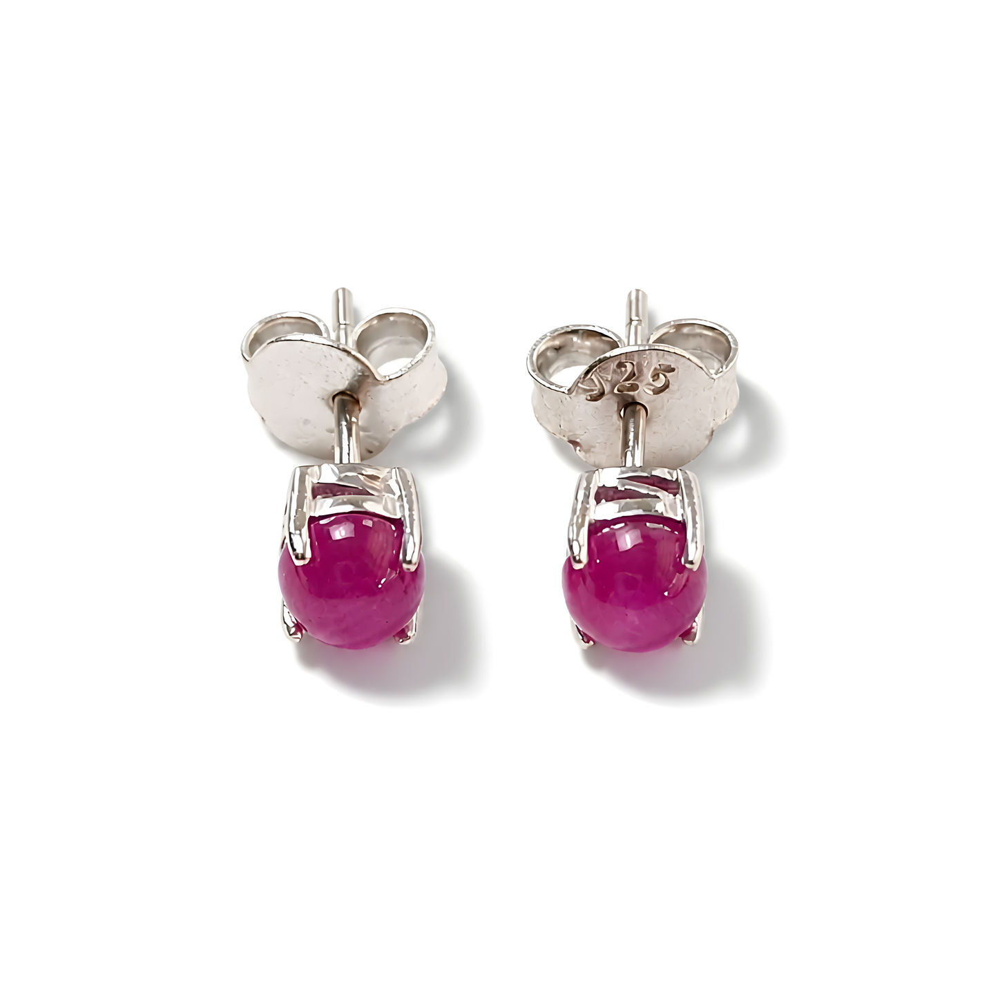 Ruby Gemstone Silver Push Back Earring
