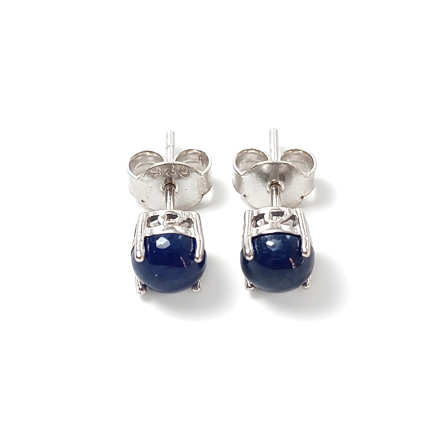 Blue Sapphire Gemstone Silver Stud Earring