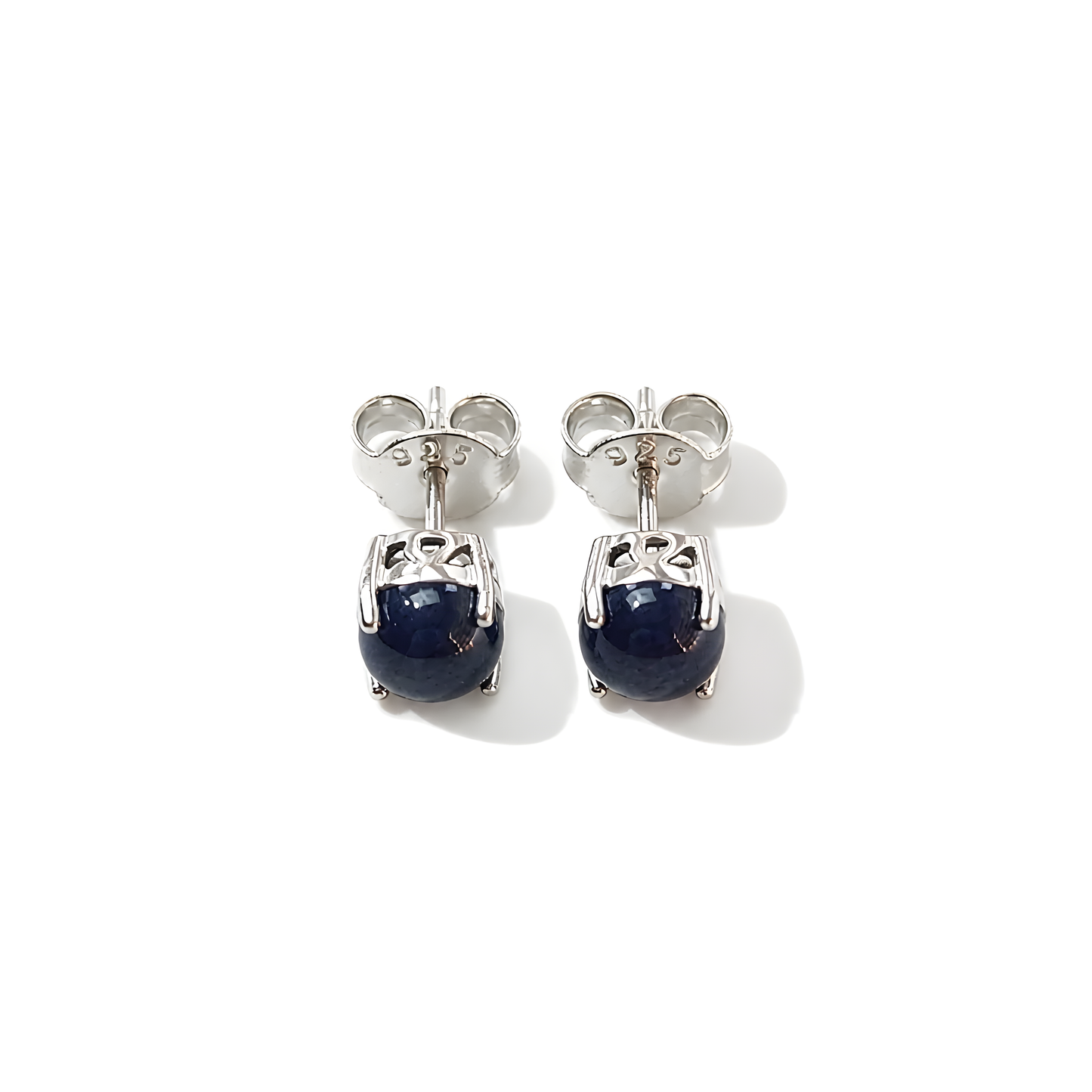 Blue Sapphire Gemstone Silver Stud Earring