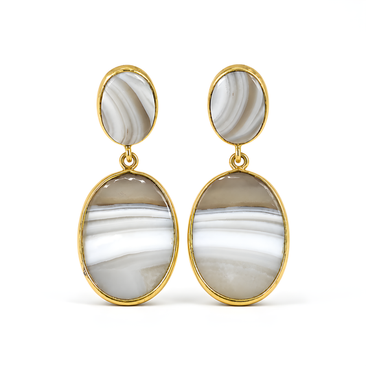 Agate Gemstone Silver Earring