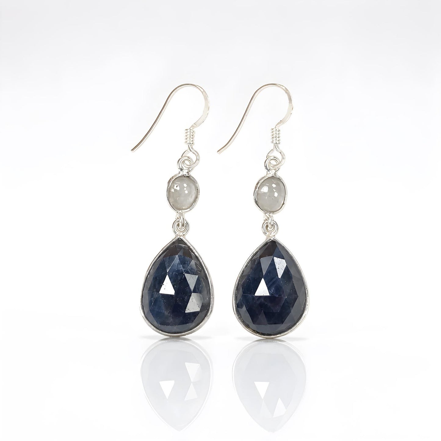 multi sapphire gemstone silver earring