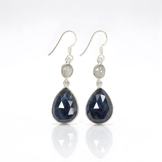 multi sapphire gemstone silver earring