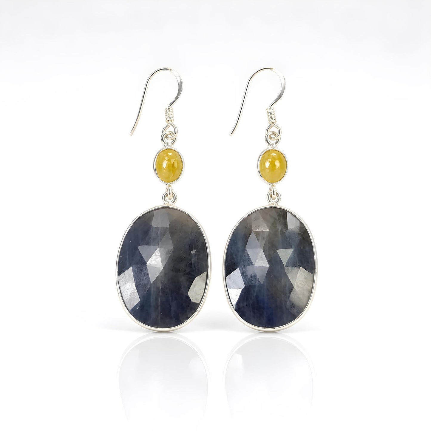 sapphire gemstone silver earring