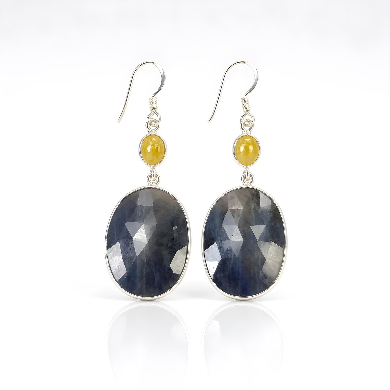 sapphire gemstone silver earring