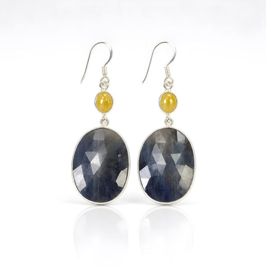 sapphire gemstone silver earring