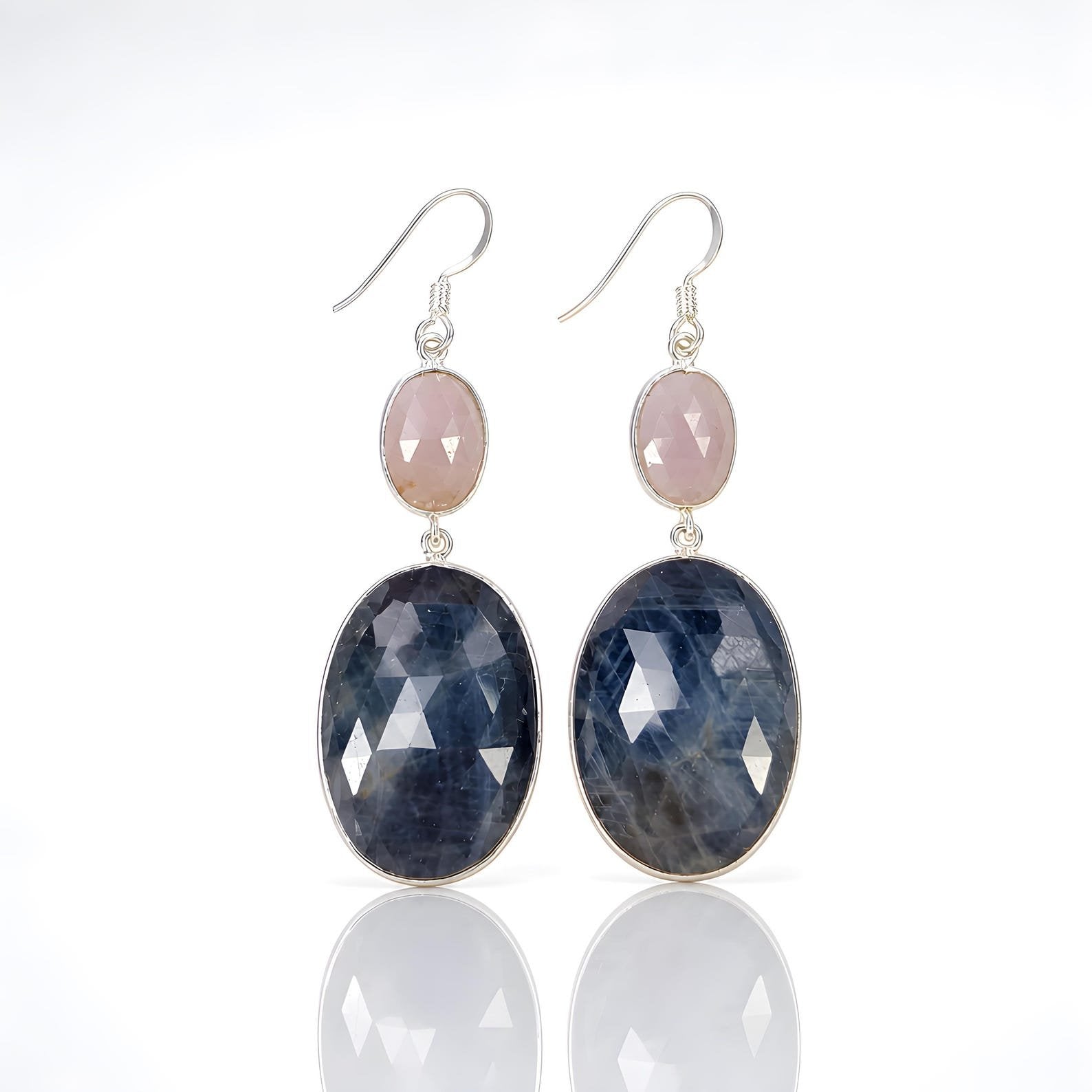 Multi sapphire gemstone silver earring