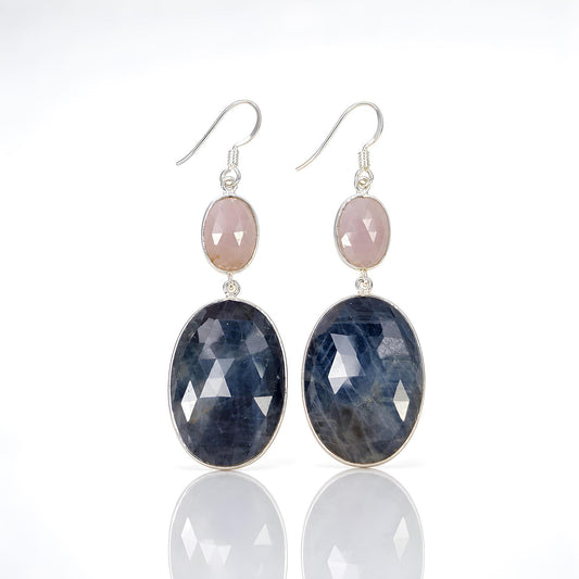 Multi sapphire gemstone silver earring