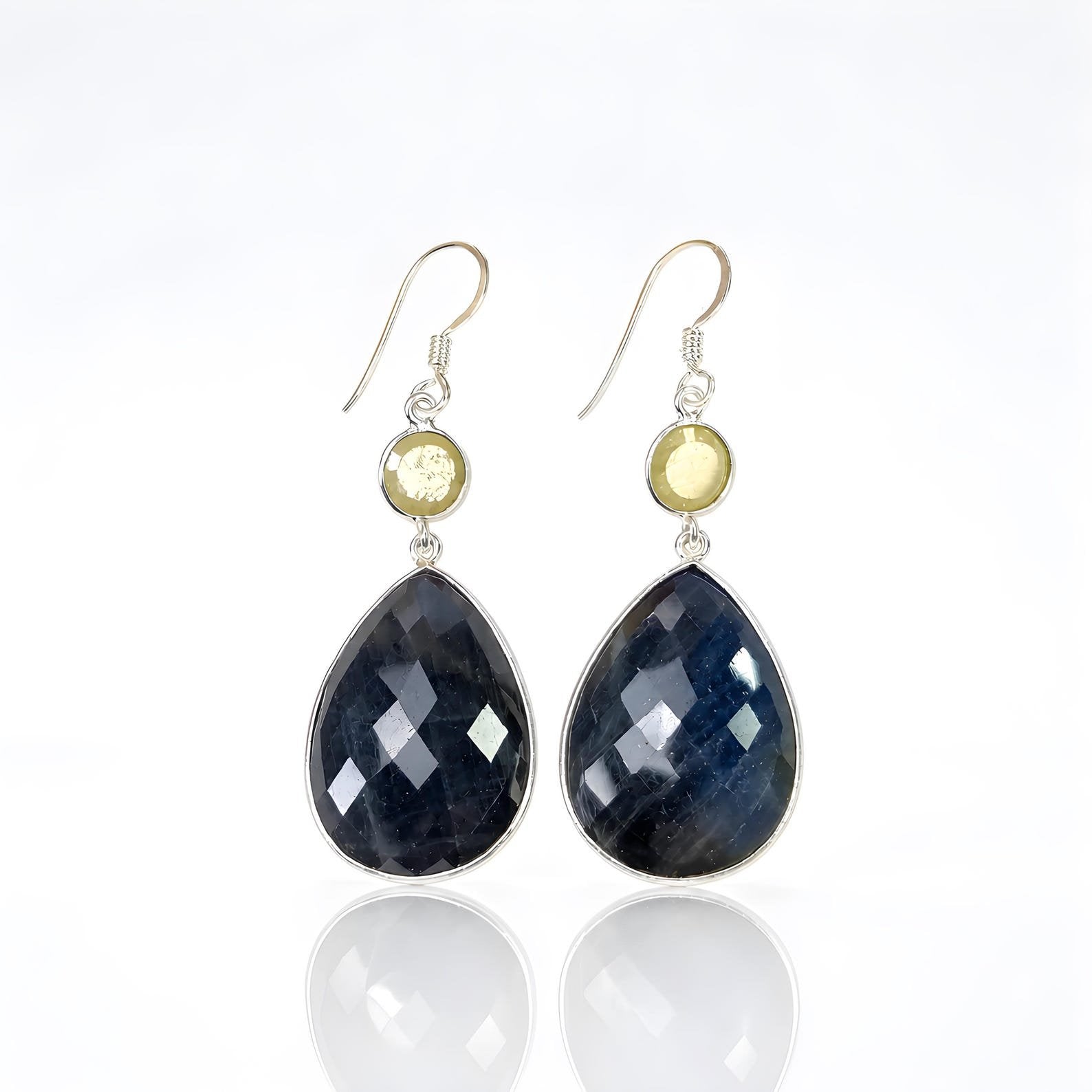 sapphire gemstone silver earring