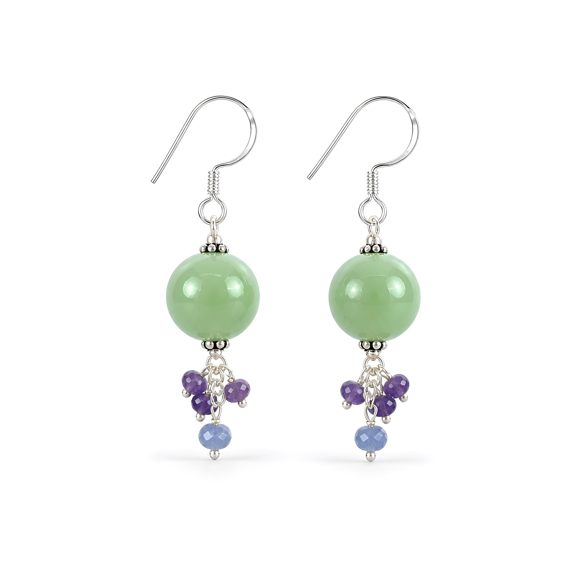 Serpentine Sapphire Beads Silver Earring