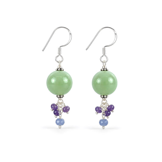 Serpentine Sapphire Beads Silver Earring