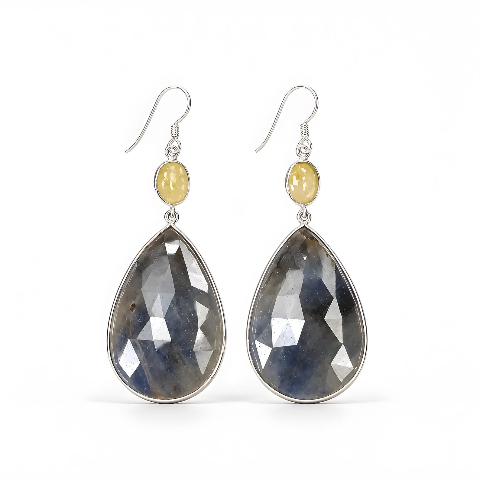 Multi Sapphire Gemstne Silver Earring