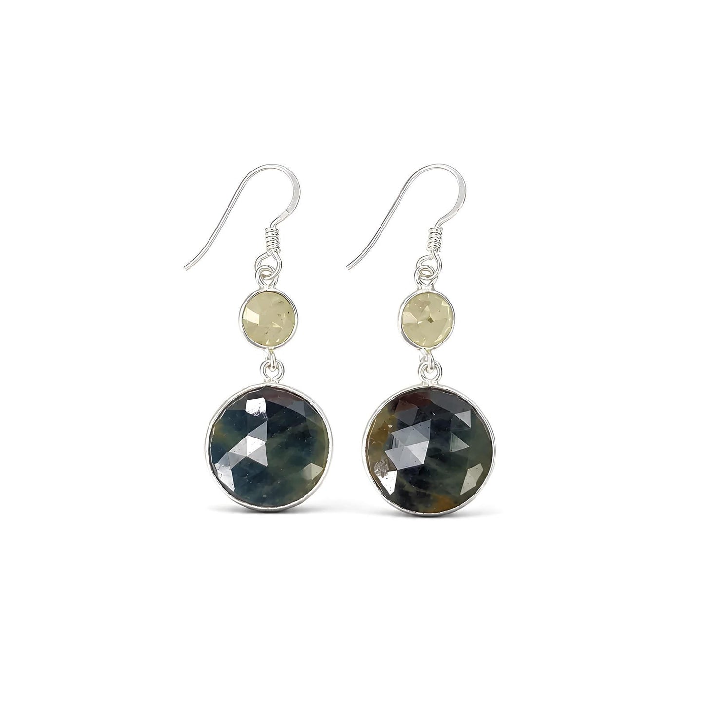 Multi Sapphire Gemstone Silver Earring 
