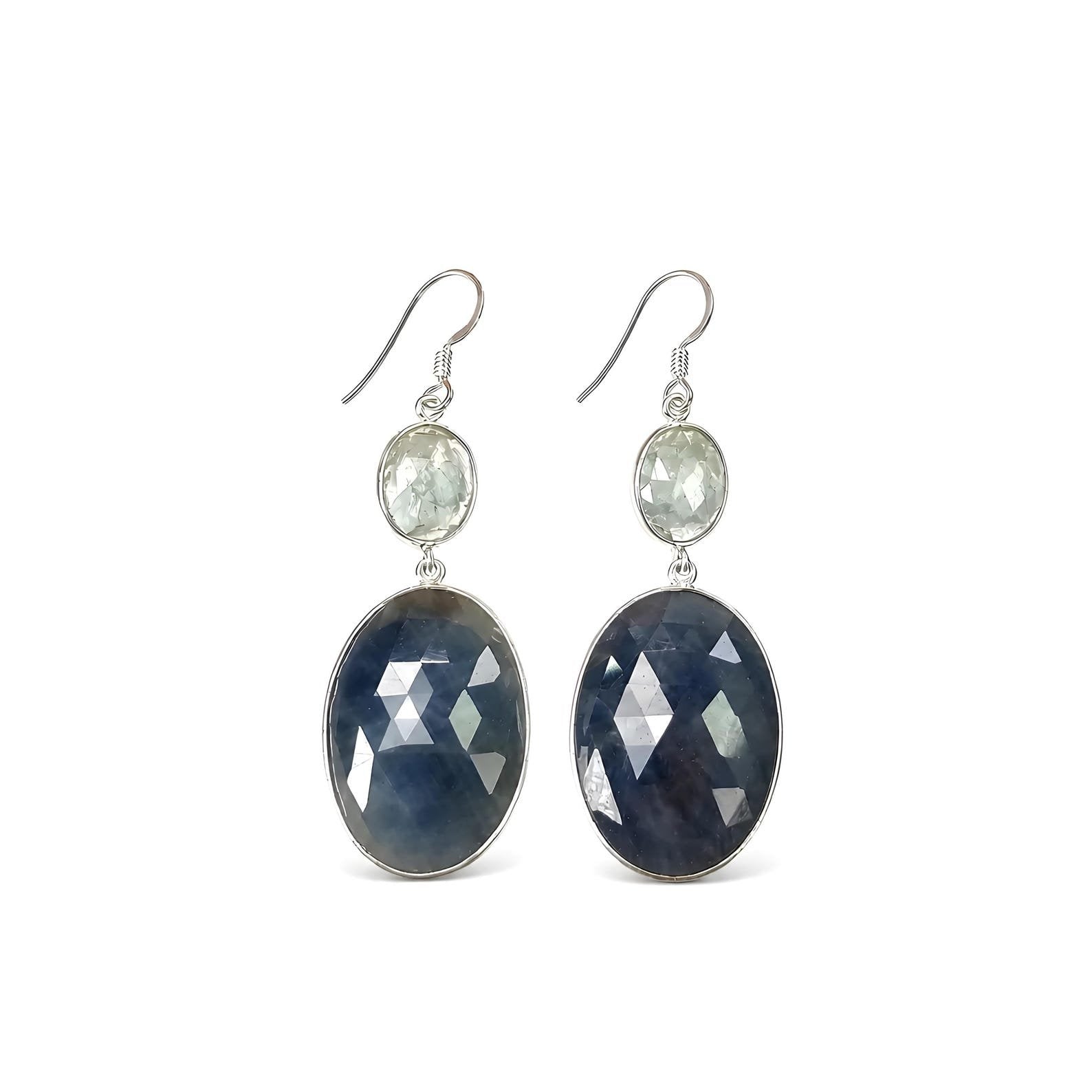Sapphire Rose Cut Gemstone 925 Silver Earring