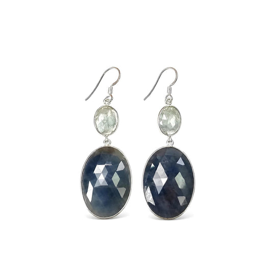 Sapphire Rose Cut Gemstone 925 Silver Earring