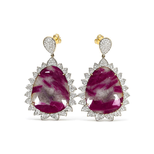 Ruby Gemstone CZ Silver Earring