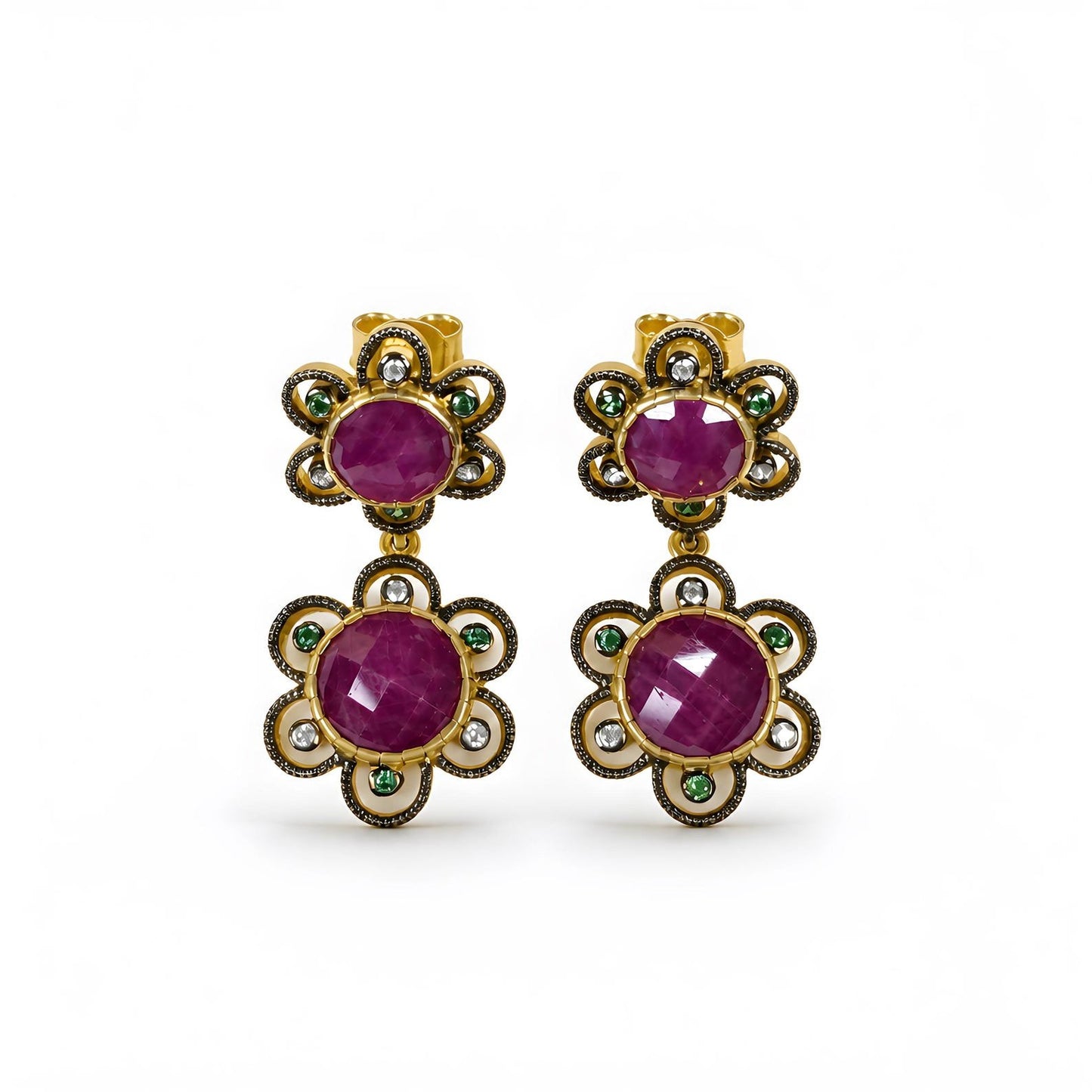 Ruby Gemstone Gold-Plated Earring
