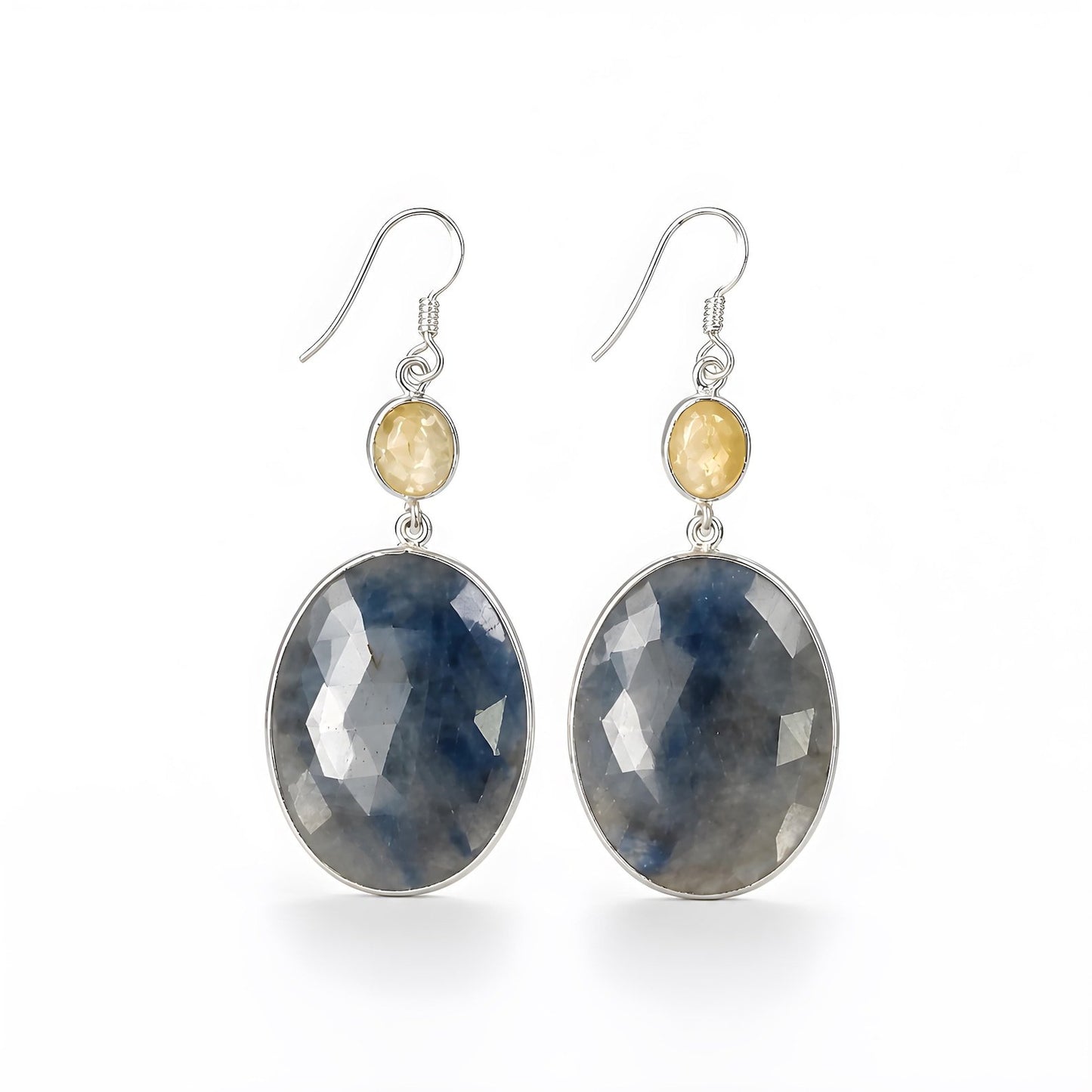 Multi Sapphire Gemstone Silver Earring