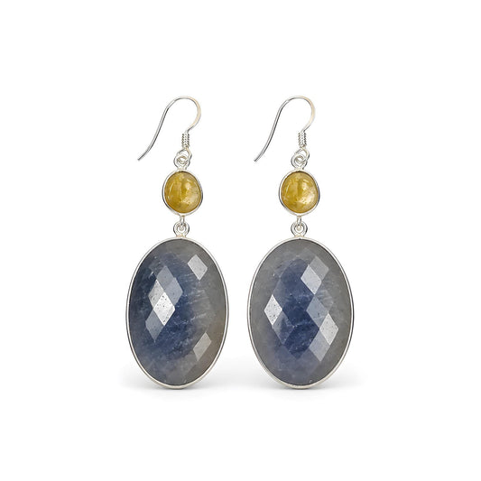 Sapophire Gemstone Silver Earring 