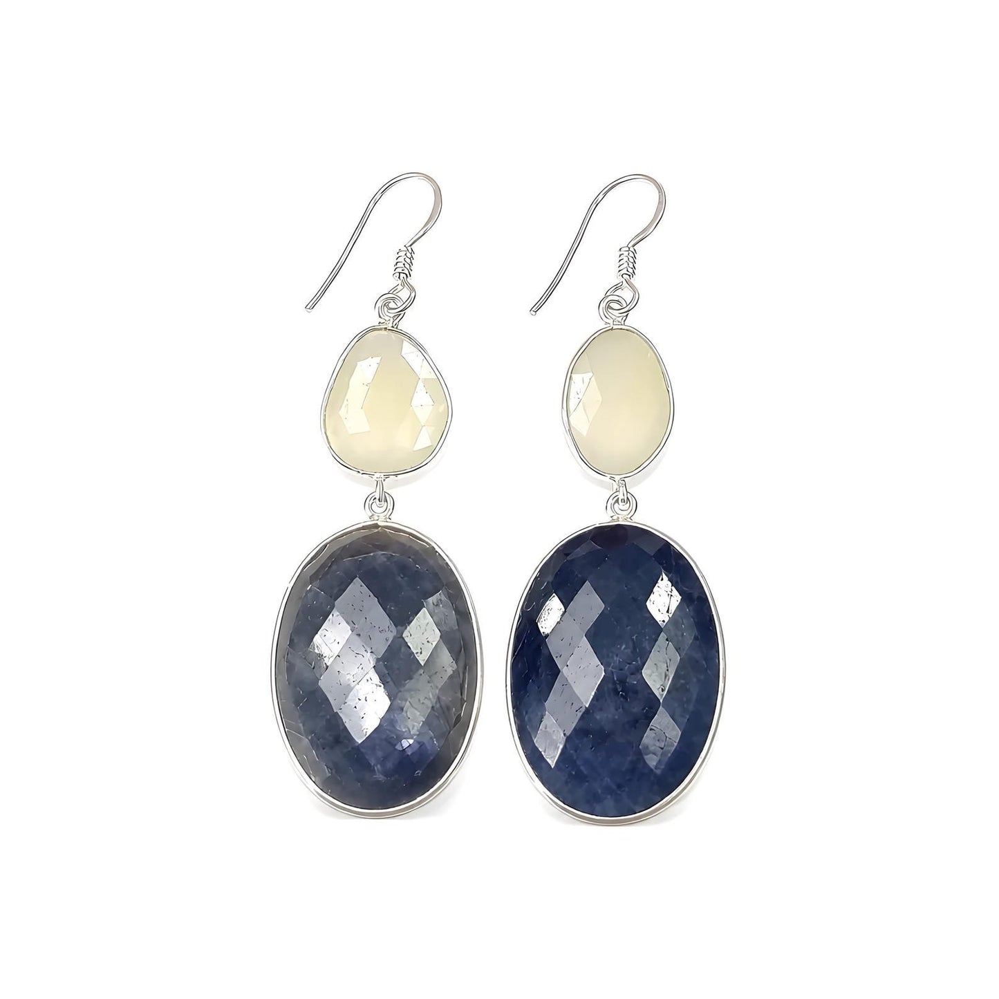 Multi Sapphire Gemstone Silver Earring