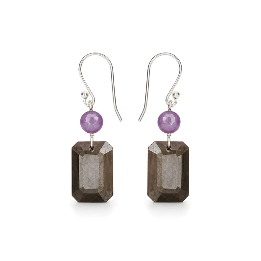 Multi Sapphire Gemstone Silver Earring