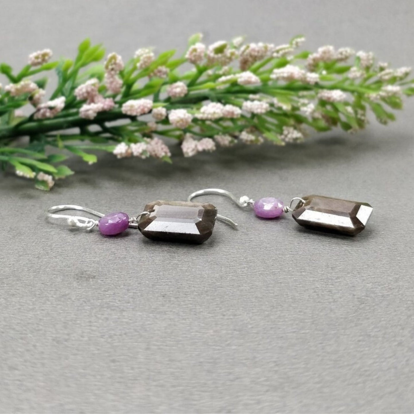 23.00cts Sapphire Gemstone Earring Natural 925 Sterling Silver Drop Dangle Hook