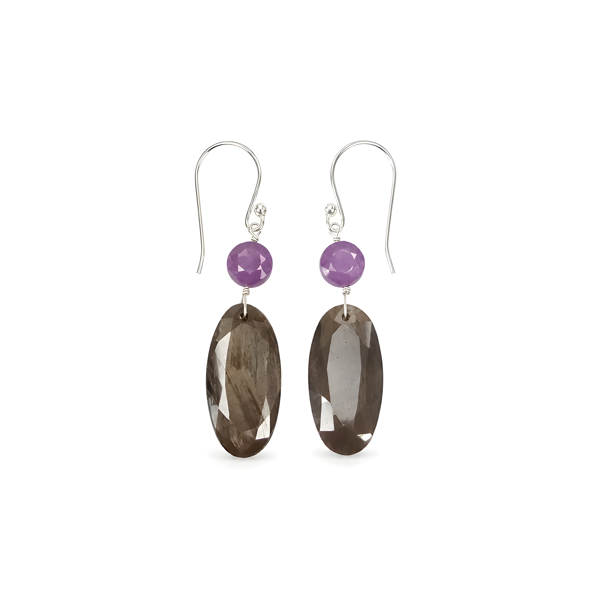 Sapphire Gemstone Faceted Cut Silver Earring