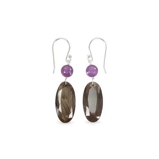 Sapphire Gemstone Faceted Cut Silver Earring