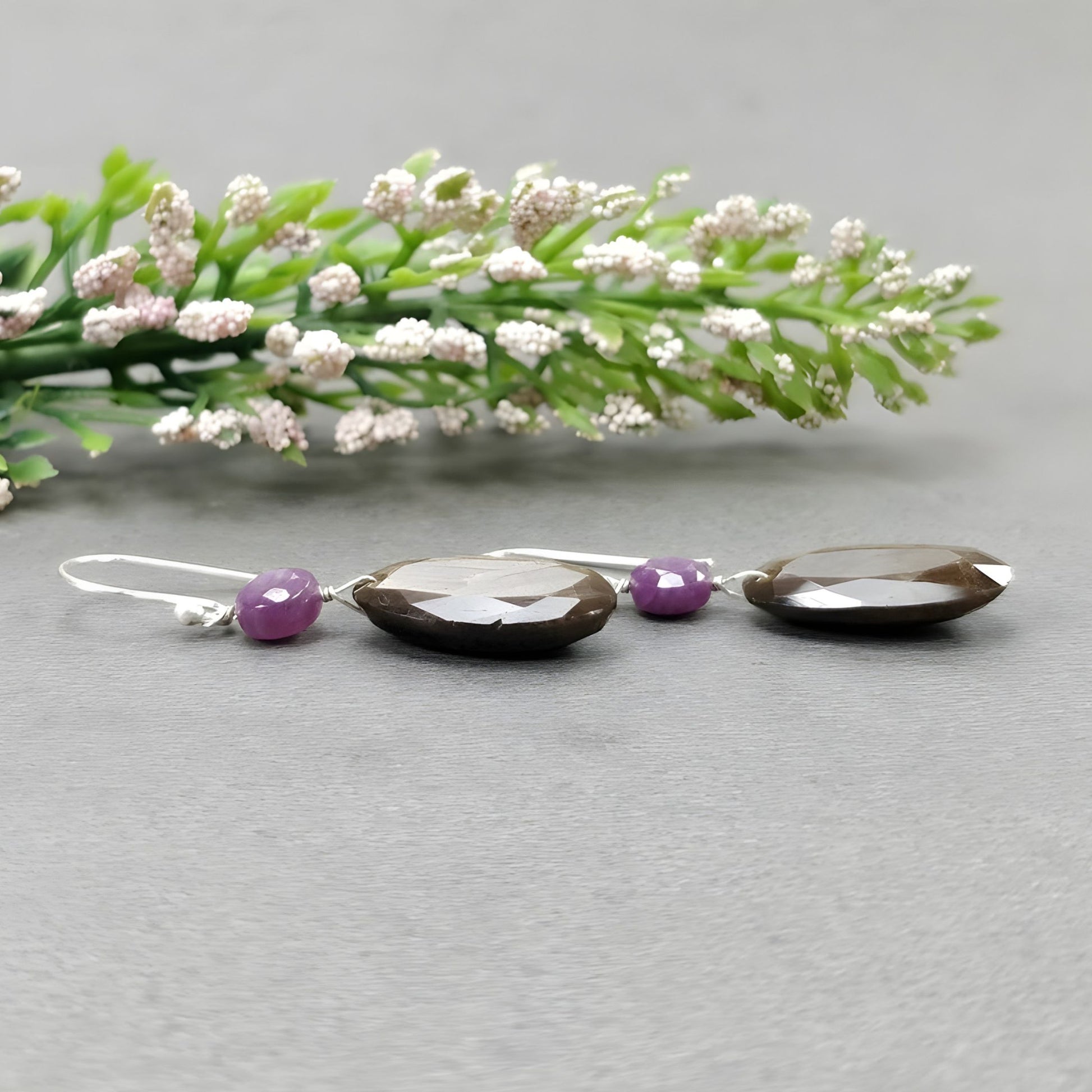 天然蓝宝石耳环