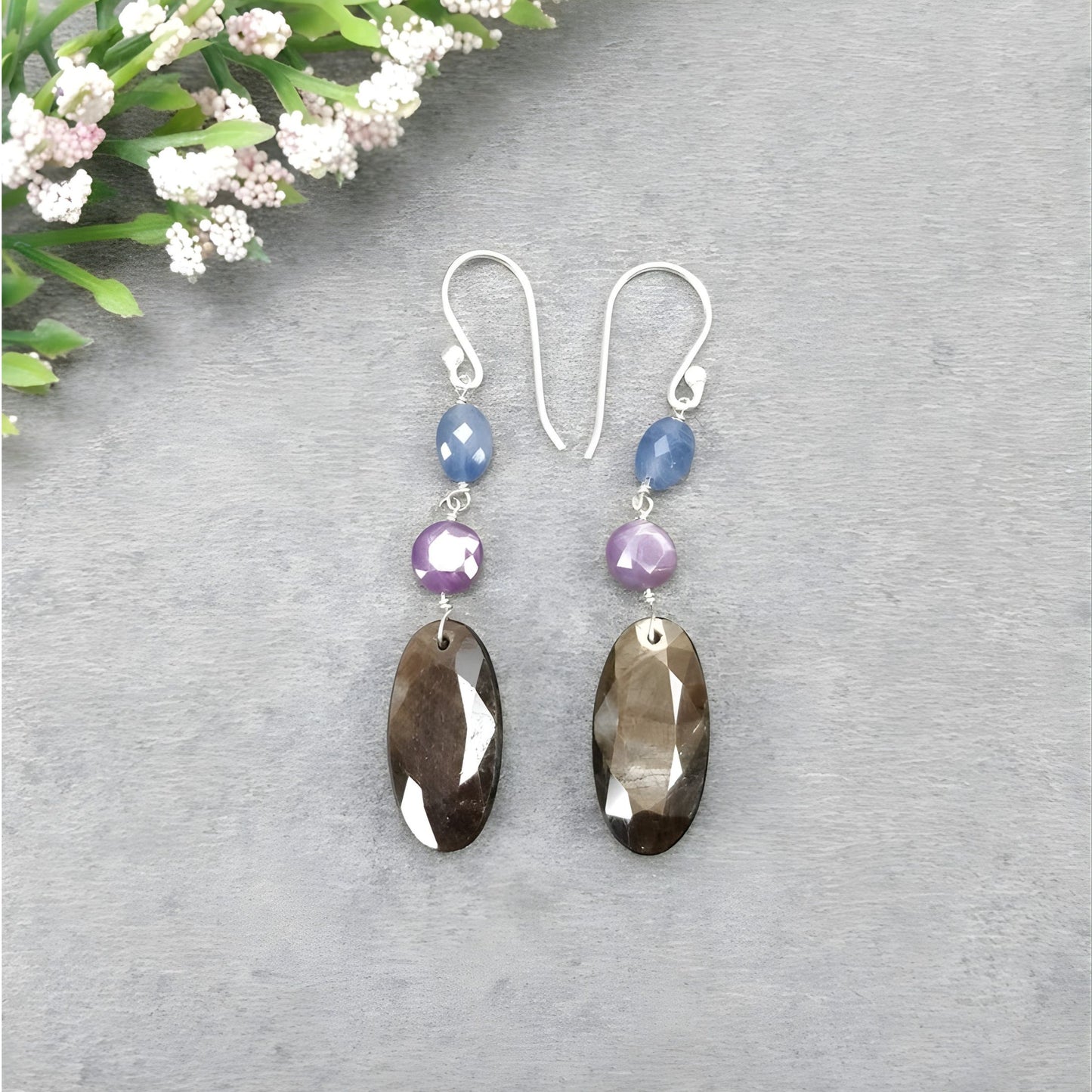 天然蓝宝石耳环