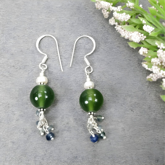 マルチカラーシルバーイヤリング