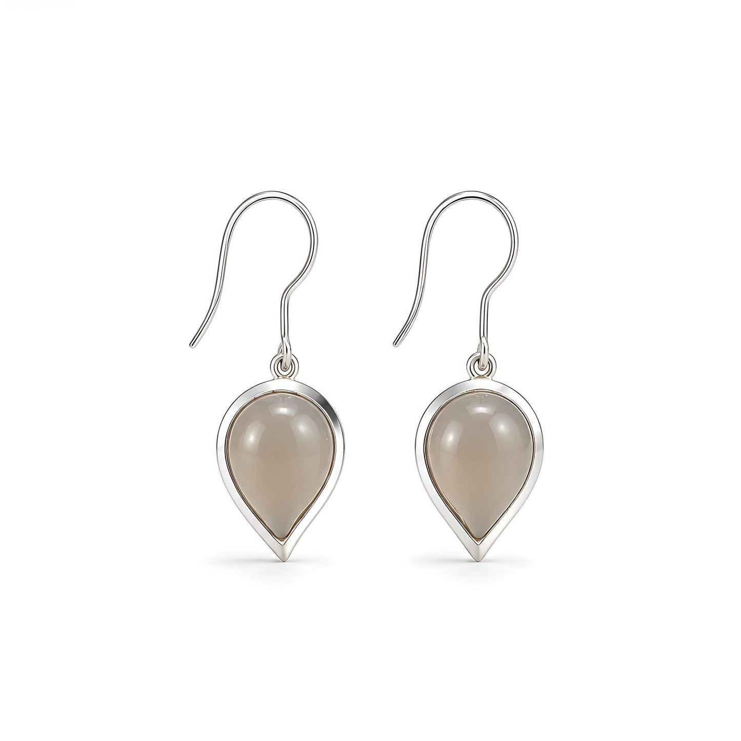 4.71gms Natural Gray Onyx Gemstone 925 Sterling Silver Dangle Bezel Set Hook Earring 1.5"
