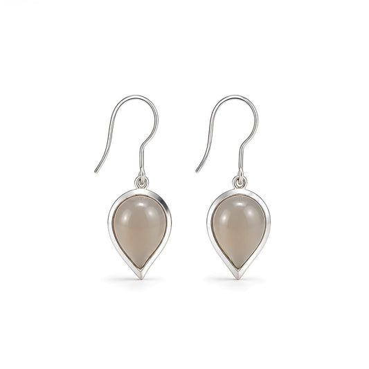 4.71gms Natural Gray Onyx Gemstone 925 Sterling Silver Dangle Bezel Set Hook Earring 1.5"