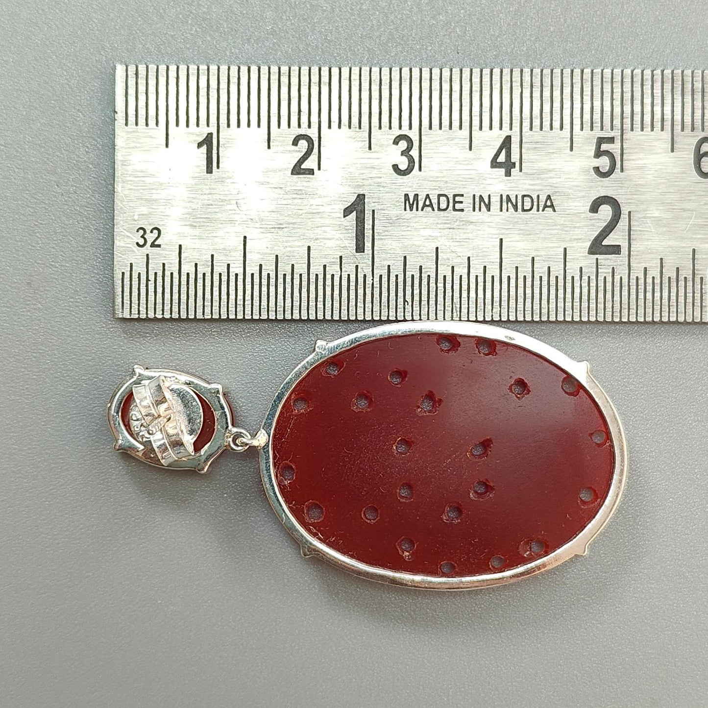 Orange Onyx Carving Silver Earring: 14.77gms Natural Onyx Gemstone Oval Shape Hand Carved 925 Sterling Silver Prong Set Stud Push Back Earring 2.00"