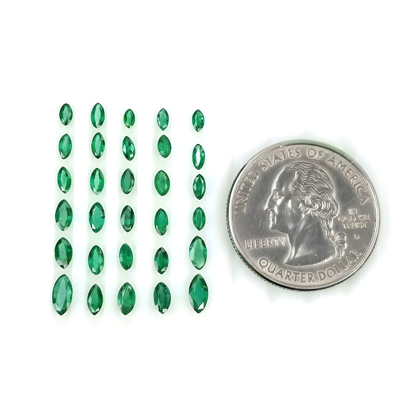 3.65cts Emerald Gemstone Faceted Cut Natural Untreated Marquise Shape 30pcs