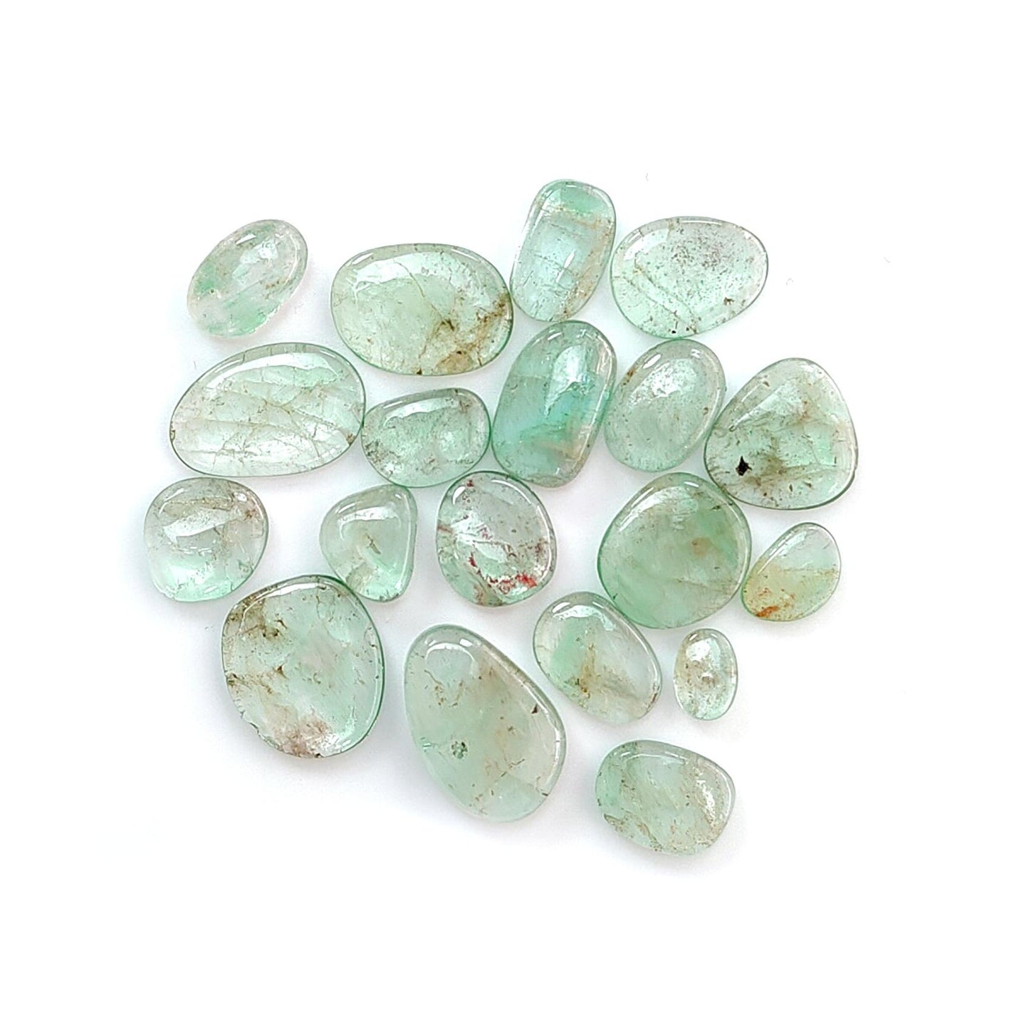 Emerald Gemstone Cabochon: Natural Untreated Unheated Emerald Fancy Shape 16pcs, 19pcs Lot for Jewelry May Birthstone