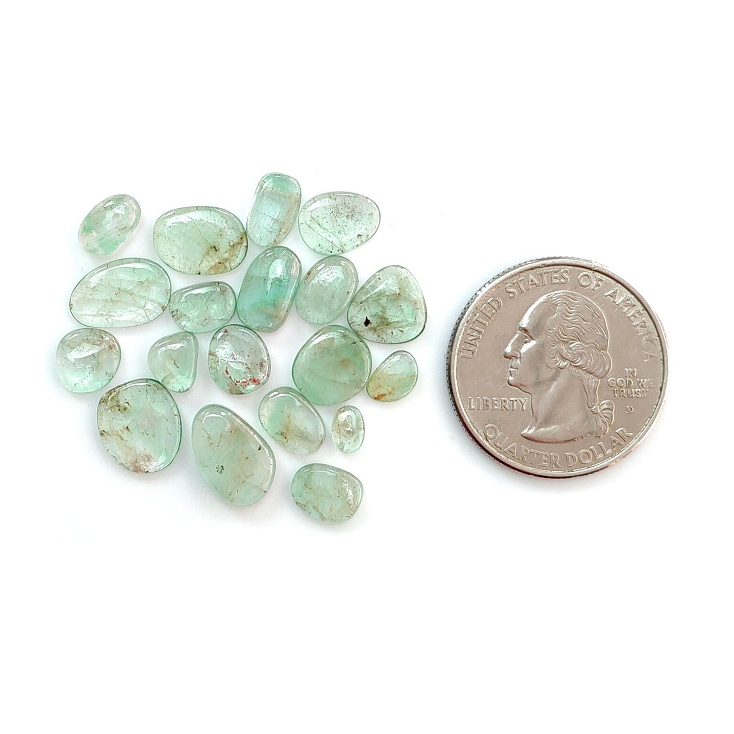 Emerald Gemstone Cabochon: Natural Untreated Unheated Emerald Fancy Shape 16pcs, 19pcs Lot for Jewelry May Birthstone
