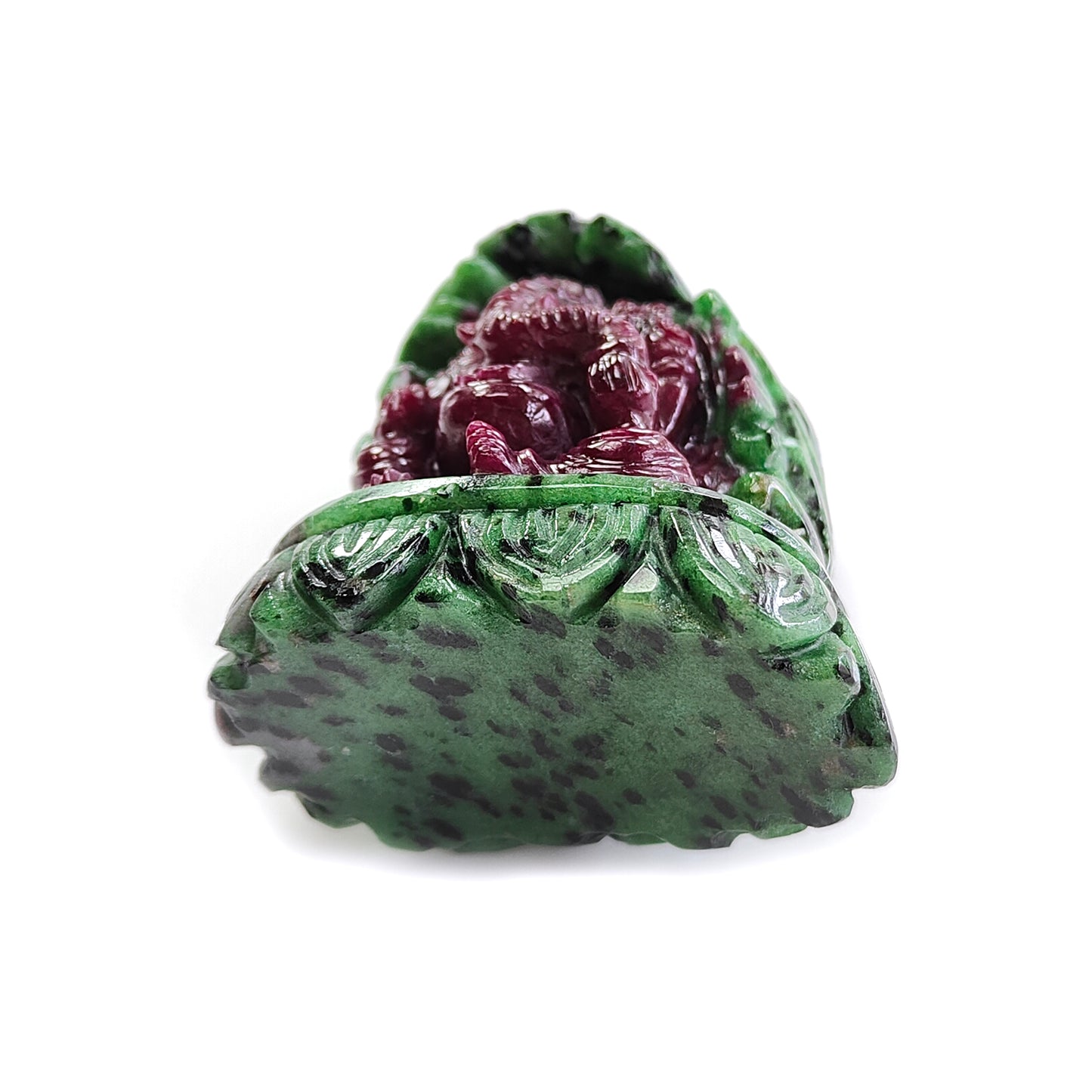 851.00cts Natural Untreated Zoisite Ruby Carving Sculpture Figurine Lord Ganesha Idol