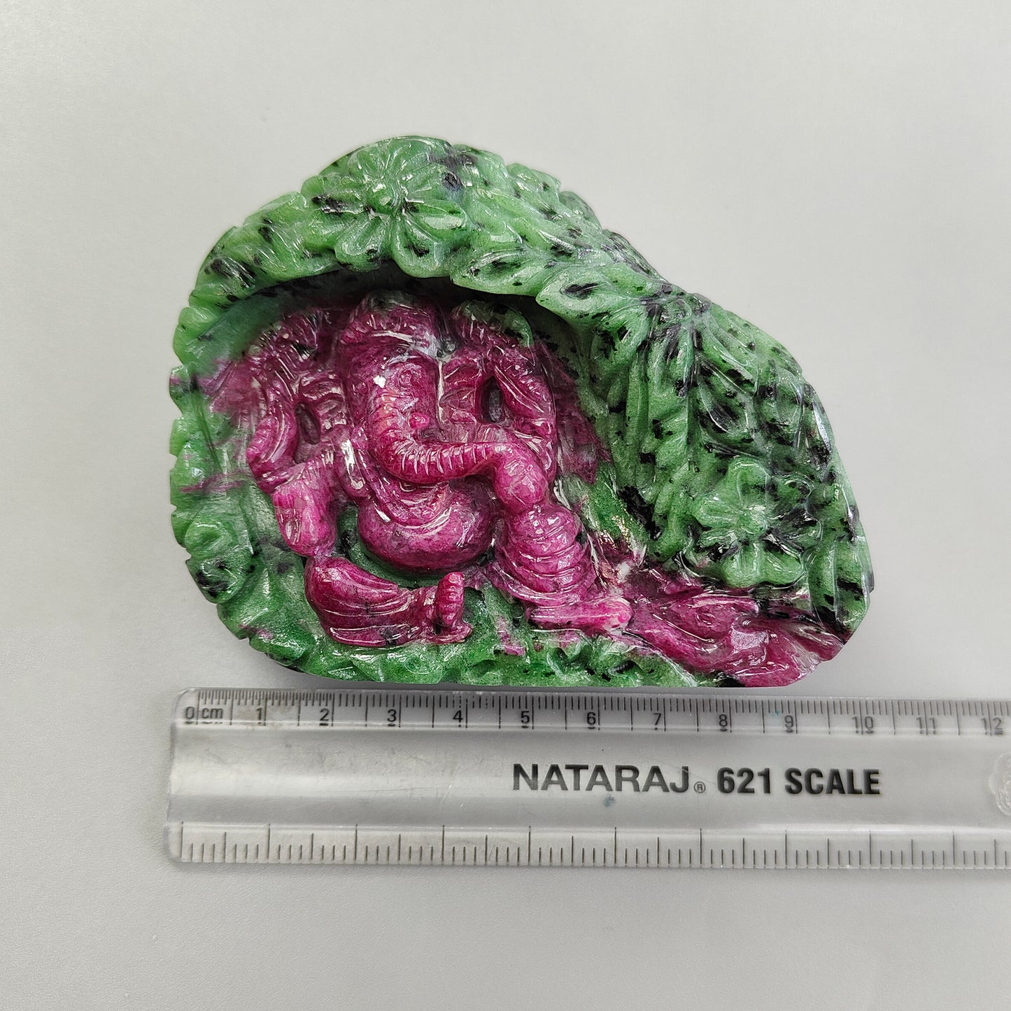 1869.00cts Natural Untreated Ruby Zoisite Carving Sculpture Figurine Lord Ganesha Idol