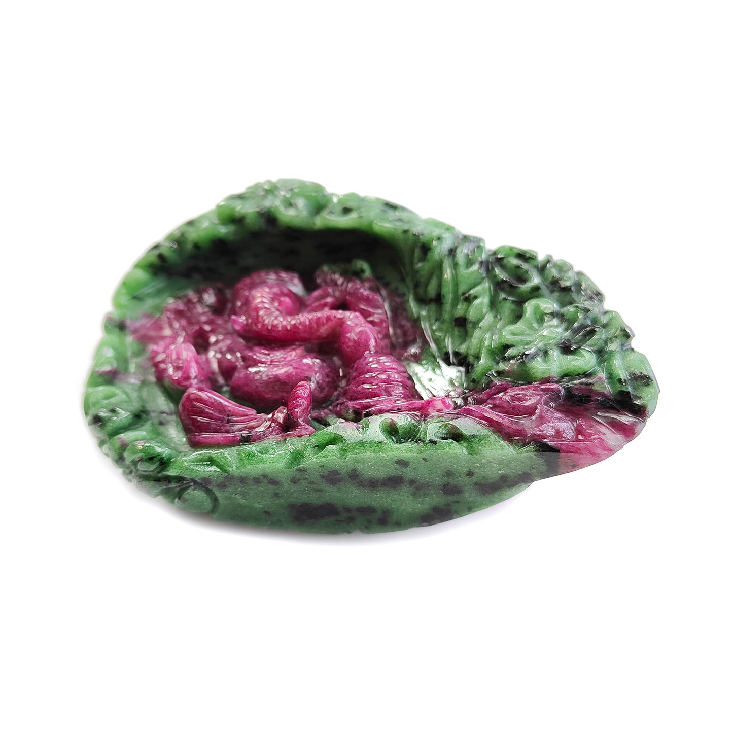 1869.00cts Natural Untreated Ruby Zoisite Carving Sculpture Figurine Lord Ganesha Idol